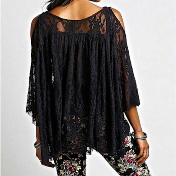 Free People Lost in Austin Lace Open Shoulder Top - Picture 2 of 3